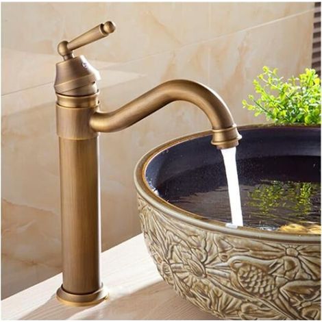 Colonne de douche en acier inoxydable, robinet mitigeur de lavabo neuf, robinet de lavabo en bronze antique poli (1/2)