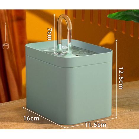 Fontaine à eau silencieuse pour chat, 1,5 L, alimentation USB, filtre automatique, vert clair, 1 pièce