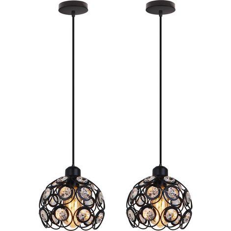(2PCS) Ø20CM Lustre Rétro Classique Suspension Luminaire Moderne Cristal Plafonnier Créative En Métal Pour Chambre Bar Bureau Noir (1/5)