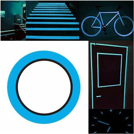 Lot de 1 -Bande phosphorescente autocollants autolumineux - Bande phosphorescente complète escalier autocollants fluorescents absorbants stockage lumière scène bandes phosphorescentes -Bleu Ciel (1/5)