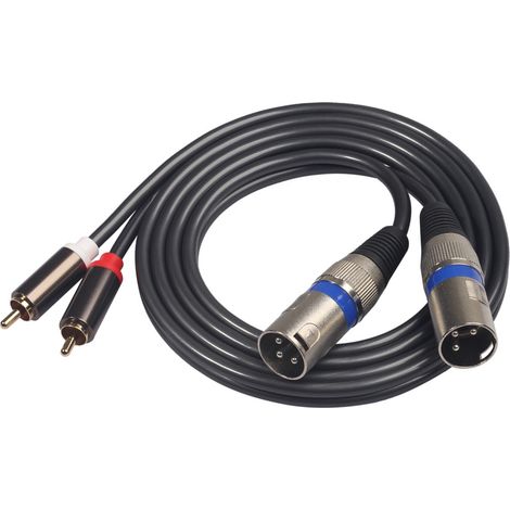 Câble Double RCA Mâle vers Double XLR Femelle - QIILU - 1.5M - Plaqué or - Alliage de zinc - Adaptation audio