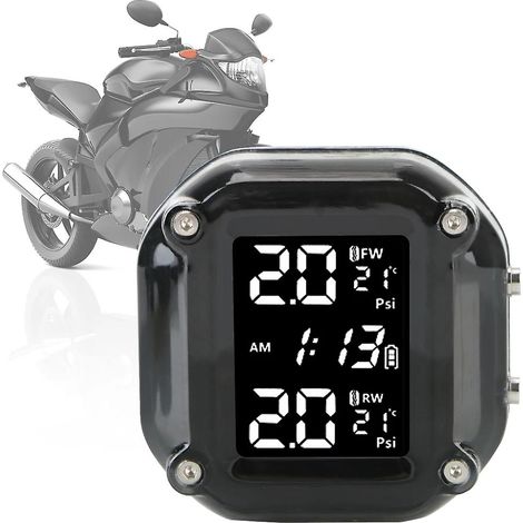 Écran LCD compatible avec les systèmes TPMS moto équipés de 2 capteurs externes. Compatible avec les systèmes de surveillance et d'alarme de la pression des pneus moto. (1/5)