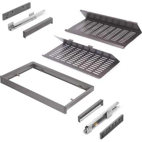 Emuca Quartz Schuhregalset ausziehbar Titan