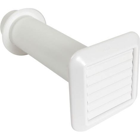 Nicoll – Traversée de mur Ø100/125 blanc – Grille à volets mobiles – Tube de traverse pour extérieur – Résistante aux U.V
