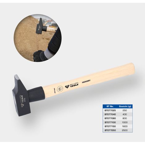 Brilliant Tools Schlosserhammer mit Hickory-Stiel, 2500 g, französische Form (1/5)