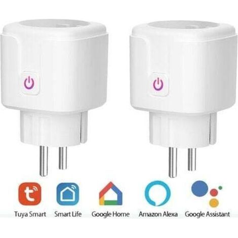 Prise Connectée WiFi, Lot de 2 Prise Intelligente Compatible avec Alexa, Google Home et Smart Life, Prises Programmables WiFi avec Contrôle à Distance, Contrôle Vocal et Fonction de Temps (1/4)
