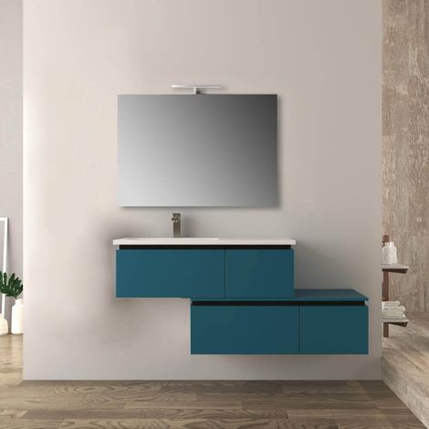 Mobile bagno blu petrolio 140 cm sospeso Slide (1/4)