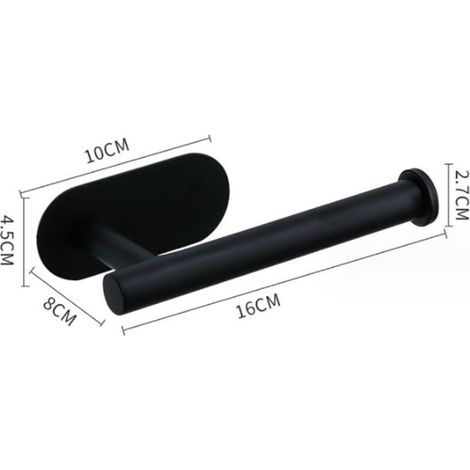 Porte-papier toilette noir, support mural pour rouleau de papier toilette, sans perçage, en acier inoxydable (1/3)