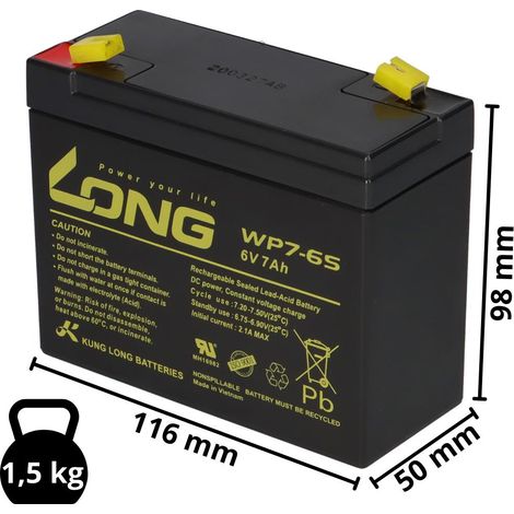 Kung Long Akku WP7-6S 6V 7Ah AGM Blei Vlies wartungsfrei 6Volt (1/5)