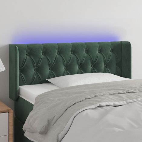 Cabecero con LED de terciopelo verde oscuro 93x16x78/88 cm vidaXL (1/5)
