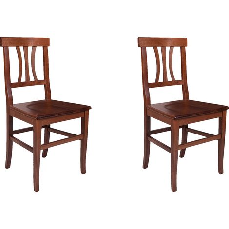 Dmora - Set di 2 sedie Soulik, Seduta indoor, Sedia in legno massello, Poltrona multiuso, 45x44 h89 cm, Noce