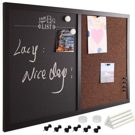Bacheca Memo Lavagna Magnetica Nera e Sughero Combinata 60x40cm Casa Ufficio (1/5)