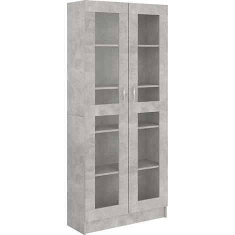 vidaXL Armadietto Vetrina Grigio Cemento 82,5x30,5x185,5cm Multistrato