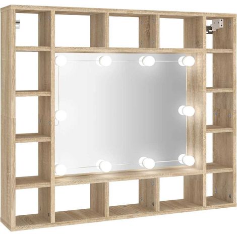 Maison Exclusive - Mobile a Specchio con LED Rovere Sonoma 91x15x76,5 cm (1/5)