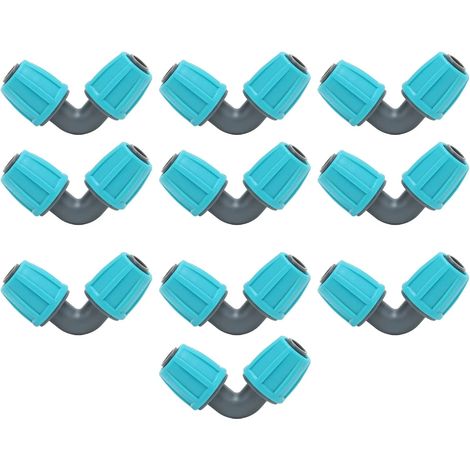 Lot de 10 raccords à verrouillage à embout cannelé de 16 mm (0,6 po), coude à 90°, pour tuyau d'arrosage, irrigation goutte à goutte en milieu urbain et agricole. (1/5)