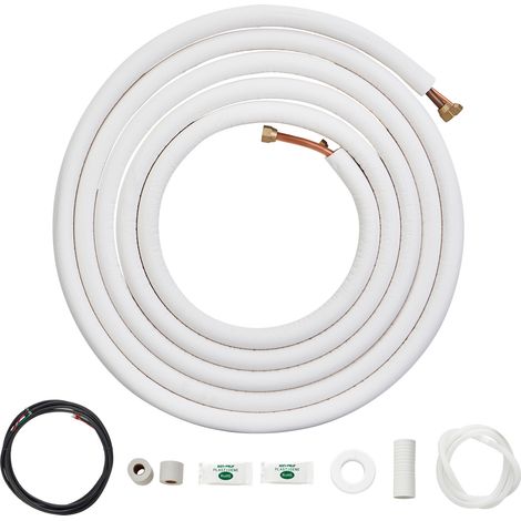 VEVOR 7620 mm Mini-Split-Leitungssatz, 6,4 und 12,7 mm Außendurchmesser, Kupferrohre und dreischichtige Isolierung, für Klimaanlagen oder Heizungspumpengeräte und HVAC mit Zubehör (1/5)