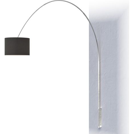 Piantana parete arco moderna top light turning 1187 b7 e27 led metallo tessuto lampada braccio parete, paralume nero