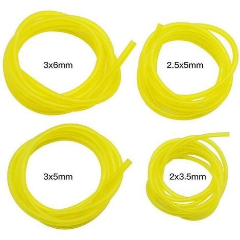 Set mit 4 Benzinschläuchen, 1,5 m lang, universeller Benzinschlauch für Gartengeräte, geeignet für Laubbläser, Rasenmäher, Kettensägen und Laubbläser, hellgelb (1/4)