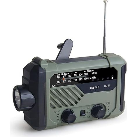 Notfallradio XLN-290WB AM/FM NOAA Wetter 5-Wege angetriebene Solar Kurbel Radio Empfänger mit Sirene, LED Taschenlampe, Leselampe für USB Handy Ladegerät