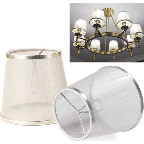 1 mini abat-jour transparent en gaze argentée pour lampe de chevet, abat-jour à visser en gaze argentée, lampe en tissu, applique murale sur pied