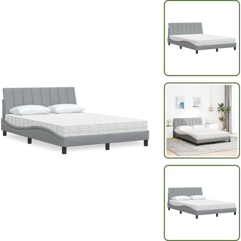 Bett mit Matratze Hellgrau 120x200 cm Stoff - Bett - Betten - Schlafzimmermöbel - Bettgestell (1/5)