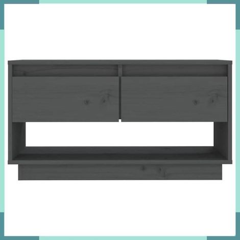 813841 Meuble TV Gris 74x34x40 cm Bois de pin massif (1/5)