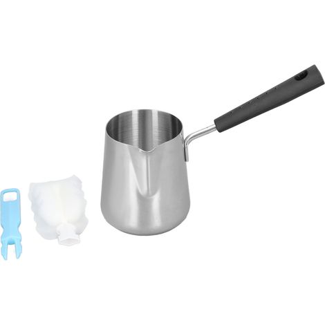 Chauffe-beurre Mini en acier inoxydable, cafetière chauffante 350 ml avec bec verseur pour faire fondre le beurre (1/5)