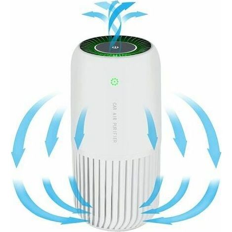 Purificador de aire con filtro HEPA auténtico y luz UV-C. Mini purificador que elimina el 99,97 % de los alérgenos del humo y el polvo. Purificador de aire para coche y oficina (blanco). (1/4)