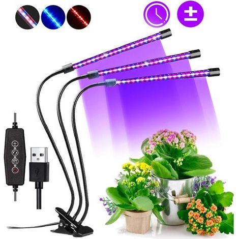 Lampe horticole, 60 LED, spectre complet, lampe à pince réglable avec 3 minuteries et fonction marche/arrêt automatique (1/5)