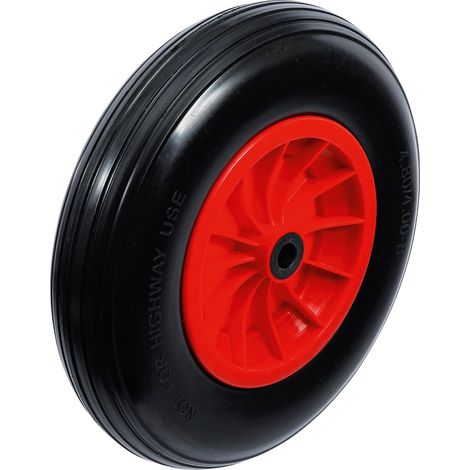 Roue de brouette PU, rouge/noir 400 mm (1/3)