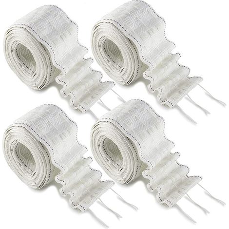 Ruban pour rideaux de 3 mètres en 4 morceaux, ruban élastique renforcé et épaissi de 8 cm, accessoires pour rideaux, crochets, bandeaux en tissu