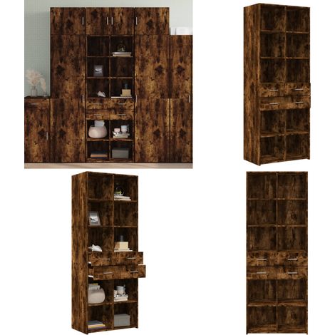 Highboard Räuchereiche 70x42,5x185 cm Holzwerkstoff - Sideboard - Hochschrank - Wohnzimmermöbel - Holzregal - Wohnraum Dekoration - Home & Living (1/5)