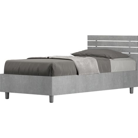 Letto Singolo 80x190 cm Senza Rete Ankel Testata Doghe Dritta Cemento (1/5)