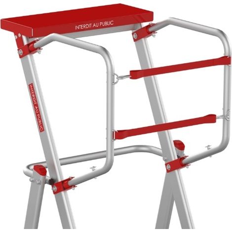 PROVOST - Escabeau pliable aluminium inox pour mise en rayon - 2 marches - Hauteur 210 cm