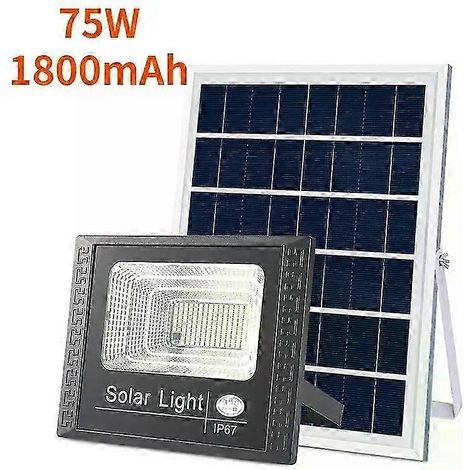 Faro LED solare da 500 W, impermeabile IP67, dimmerabile, con telecomando, ideale per giardini, patii, garage e prese elettriche. (1/4)