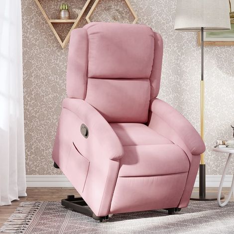 Sillón reclinable elevable terciopelo rosa vidaXL (1/5)