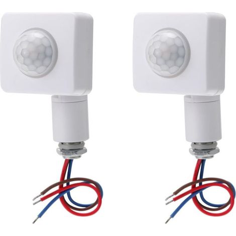 2 Pièces Capteur de Mouvement Infrarouge corporel PIR AC 85 265V, Plage de détection 12 m à 180 °, Trou de Montage de 10 mm