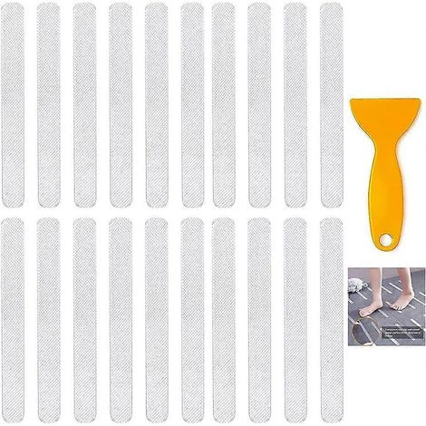 48 bandes antidérapantes transparentes avec raclette pour salle de bain, douche et escaliers (20 mm x 2). (1/5)