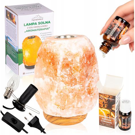 Aromatherapie-Salzlampe + natürliches Orangen-Nelken-Zimtöl