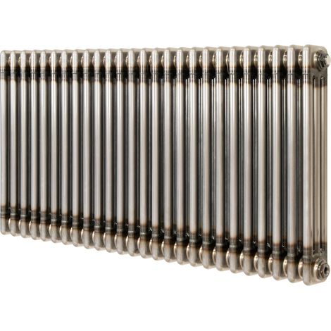 Radiador Horizontal Tradicional 600 x 1190 mm 3 Columnas Acero – Metal Crudo Estilo Industrial 2443W Incluye Soportes, Kit de Instalación y Cepillo