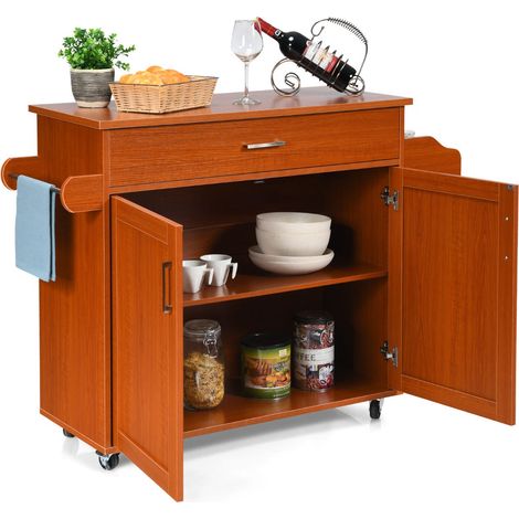 Isola cucina mobile 116 x 40 x 85 cm con ampio cassetto e ripiano regolabile stile moderno MDF marrone 200019554