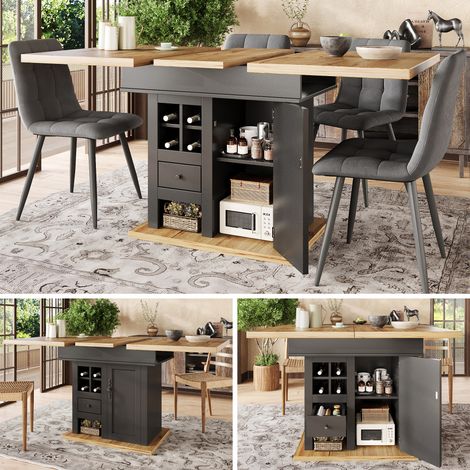 Gain de place au quotidien, table extensible 110-140 x 80 cm avec rangement pour cuisine, salon ou bureau (1/5)
