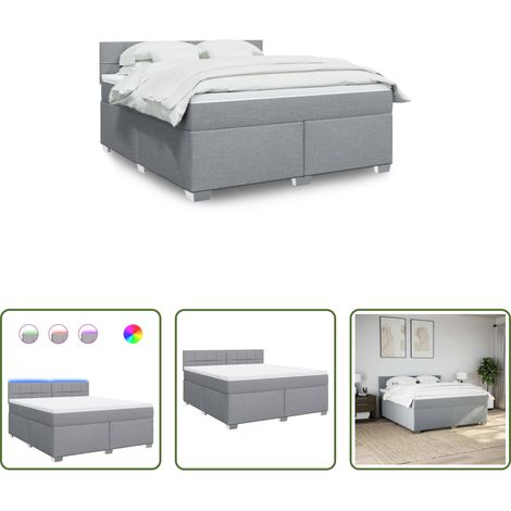 Matratze - Boxspringbett mit Matratze Hellgrau 180x200 cm Stoff (1/5)