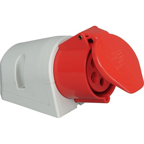 1 Prise Murale CEE, 5 Broches, 32 A, 400 V, IP 44, Rouge, Industriel