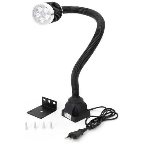 Lampe de travail 5W Lampe de travail LED Bras flexible avec base fixe Lampe de travail noire (1/5)