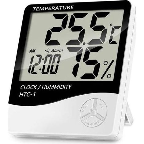 Thermomètre Hygromètre Intérieur - HTC-1 - Écran LCD - Température - Humidité - Plage de -10℃ à +50℃ (1/3)