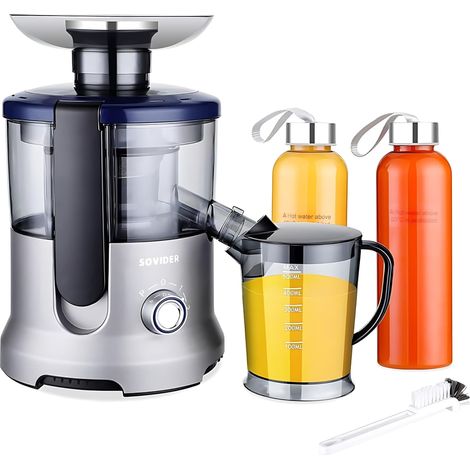 Zentrifugalentsafter, 800-Watt-Entsafter Zitruspresse mit Kaufunktion, 3 Geschwindigkeitsstufen, 2 Saftbecher und eine Reinigungsbürste (1/5)