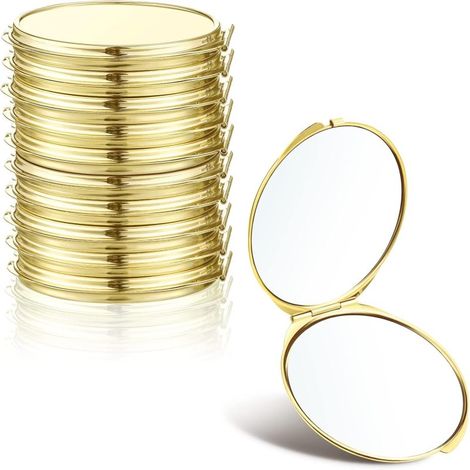 Irovami Miroirs poche compacts – lot 8, grossissement x1/x2, dorés, voyage et maquillage (1/5)