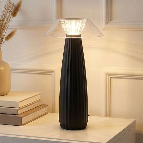 Lampada da tavolo a LED Lampada da tavolo Lampada da soggiorno Touch dimmer Nero Batteria ricaricabile H 28 cm