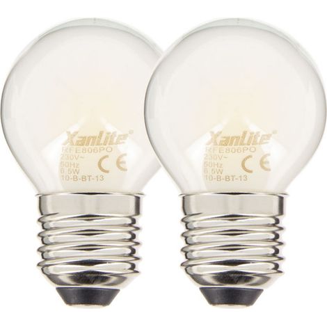 Lot de 2 ampoules Filament LED P45 Opaque, culot E27, 806 Lumens, conso. 9W (eq. 60W), 2700K, Blanc chaud (1/5)